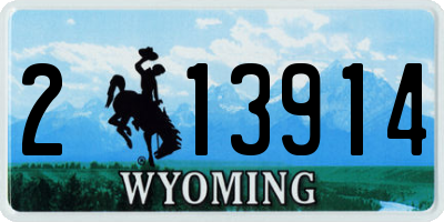 WY license plate 213914