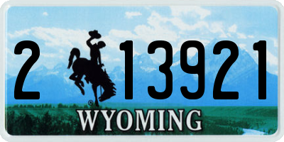 WY license plate 213921