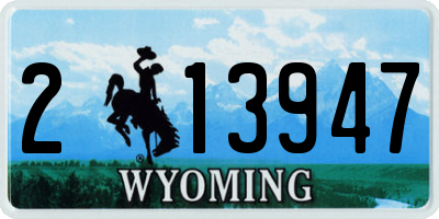 WY license plate 213947