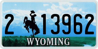 WY license plate 213962