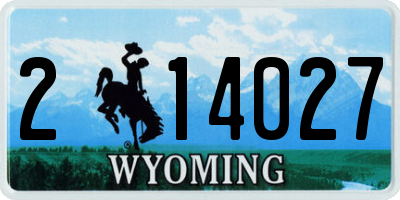 WY license plate 214027