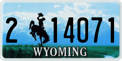 WY license plate 214071