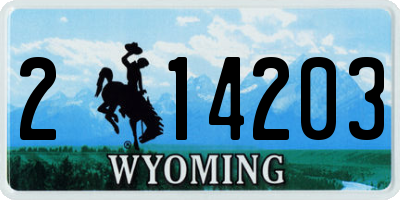 WY license plate 214203
