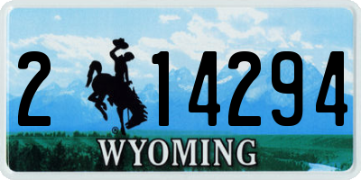 WY license plate 214294