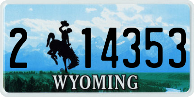 WY license plate 214353
