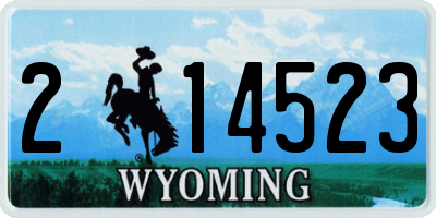 WY license plate 214523