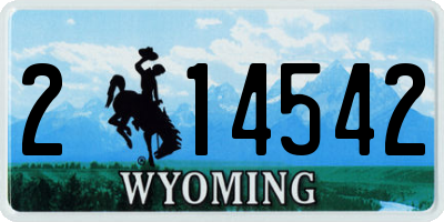 WY license plate 214542