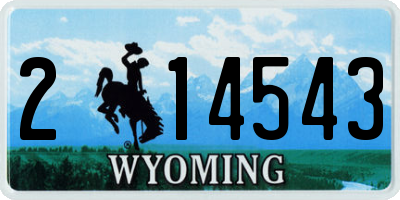 WY license plate 214543