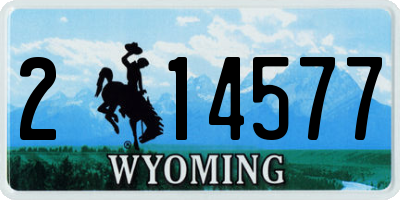 WY license plate 214577
