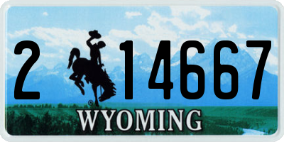 WY license plate 214667
