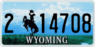 WY license plate 214708