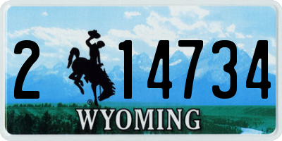 WY license plate 214734