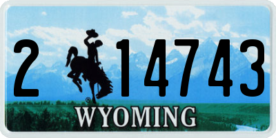 WY license plate 214743