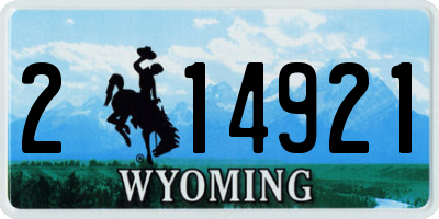 WY license plate 214921