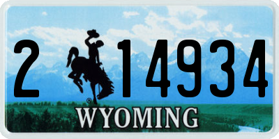 WY license plate 214934