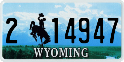 WY license plate 214947