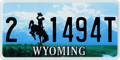 WY license plate 21494T