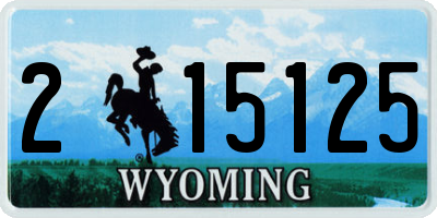 WY license plate 215125