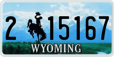 WY license plate 215167