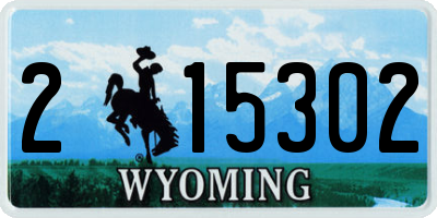 WY license plate 215302