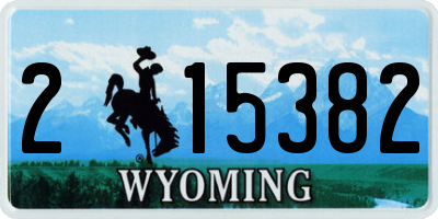 WY license plate 215382