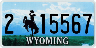 WY license plate 215567