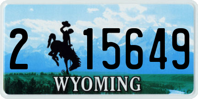 WY license plate 215649