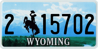 WY license plate 215702