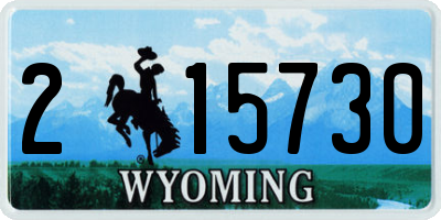 WY license plate 215730