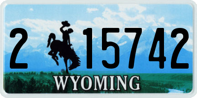 WY license plate 215742