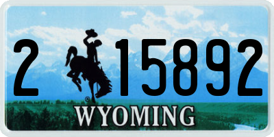 WY license plate 215892