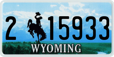 WY license plate 215933