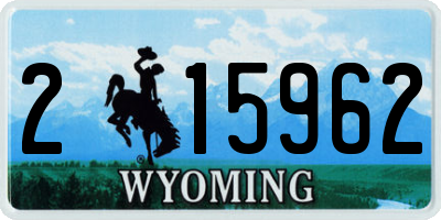WY license plate 215962
