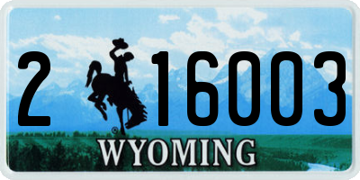 WY license plate 216003