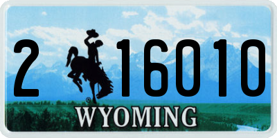 WY license plate 216010
