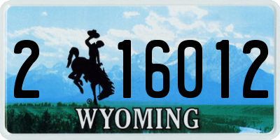 WY license plate 216012