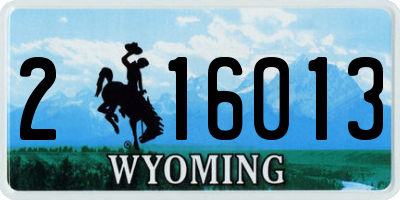 WY license plate 216013