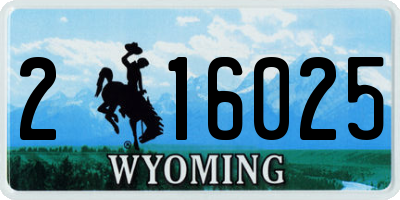 WY license plate 216025