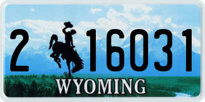 WY license plate 216031