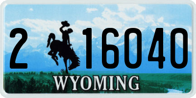 WY license plate 216040