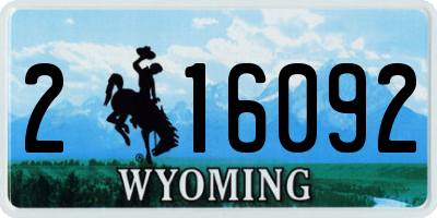 WY license plate 216092