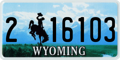 WY license plate 216103