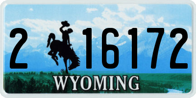 WY license plate 216172