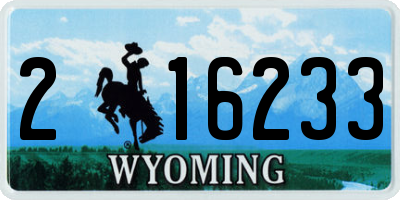 WY license plate 216233