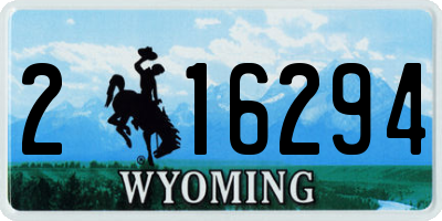 WY license plate 216294