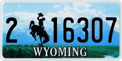 WY license plate 216307
