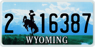 WY license plate 216387