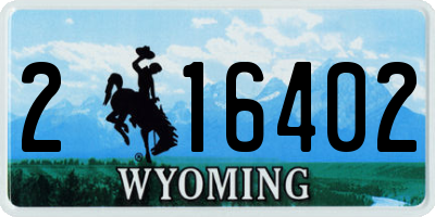 WY license plate 216402