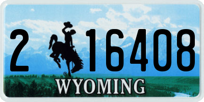 WY license plate 216408