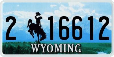 WY license plate 216612